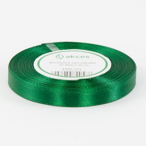Wstążka satynowa Akces Zielona ciemna, 12mm x 33m